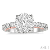 1 Ctw Round Diamond Lovebright Vintage Solitaire Style Engagement Ring in 14K White and Rose Gold